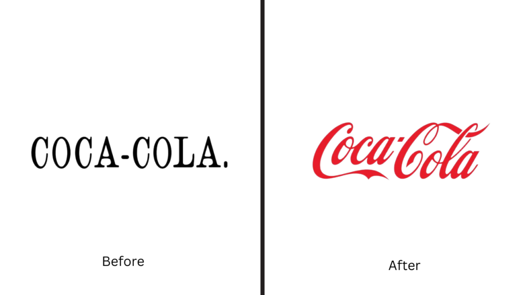 The Coca-Cola log before and after