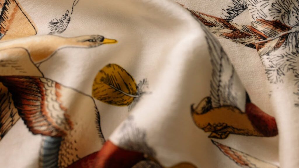 Retro Fabric with Bird Print